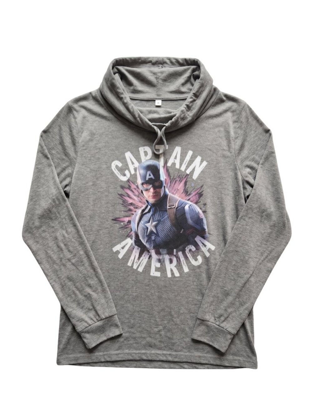 NWOT | Marvel Captain America Cowl Neck Long Sleeve Graphic Jersey Top | XXL